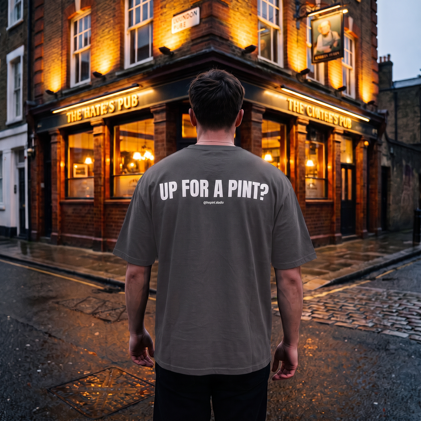 "UP FOR A PINT?" Classic Heavy Streetwear Tee